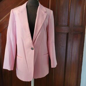 Womens Sag Harbor Pink Woolmark Blend Blazer With Single Button Closure L